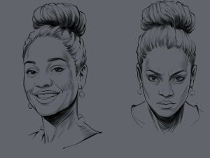 Two facial expressions of a woman